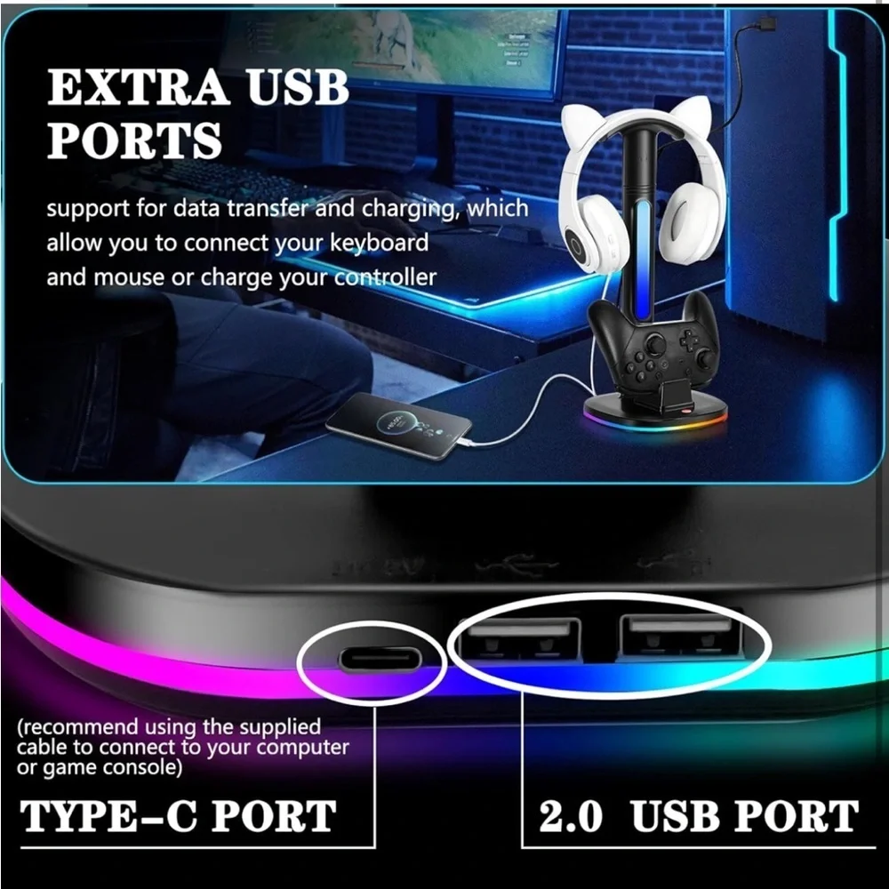 Black Charging Stand for Gaming Headphones and Controller